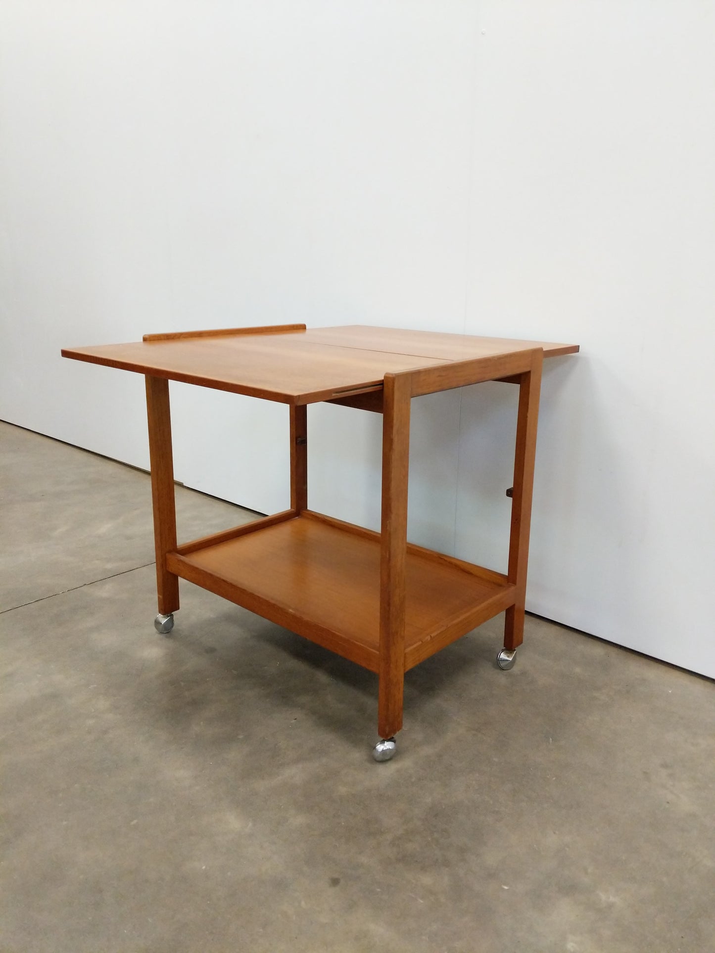 Vintage Mid Century Modern Teak Expandable Serving Cart / Trolley