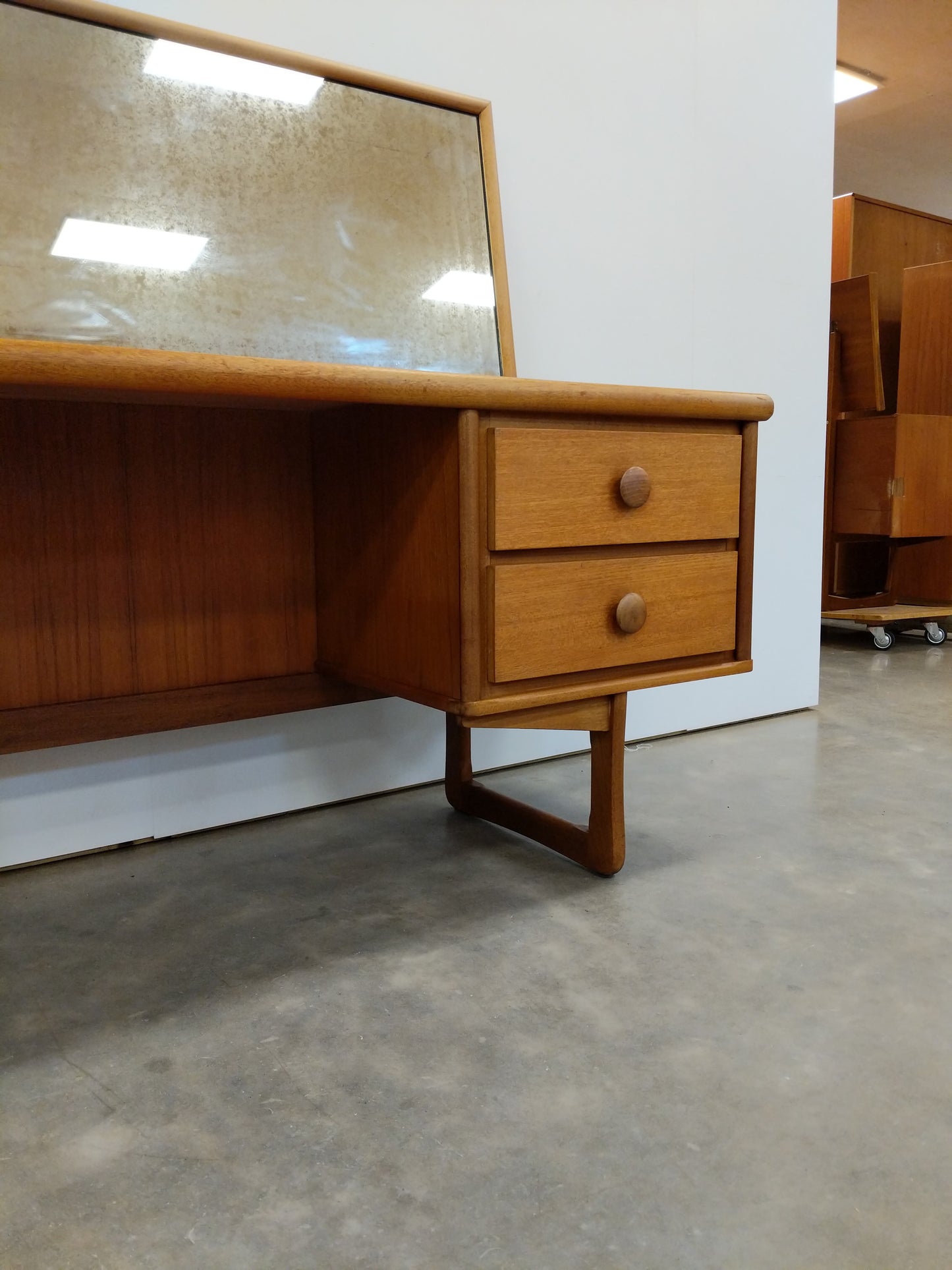 Vintage Mid Century Modern Teak Vanity Desk