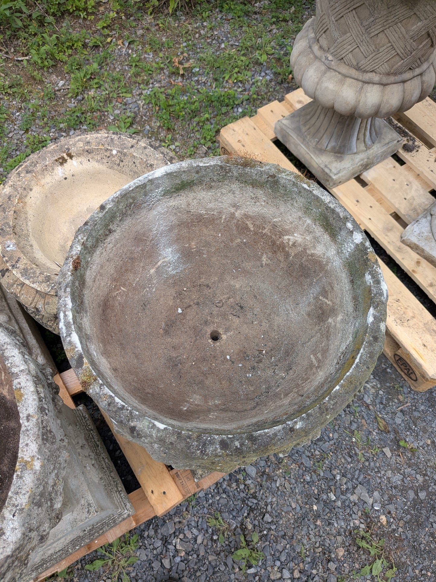 Pair of British Cast Stone Planters / Jardinieres on Plinths