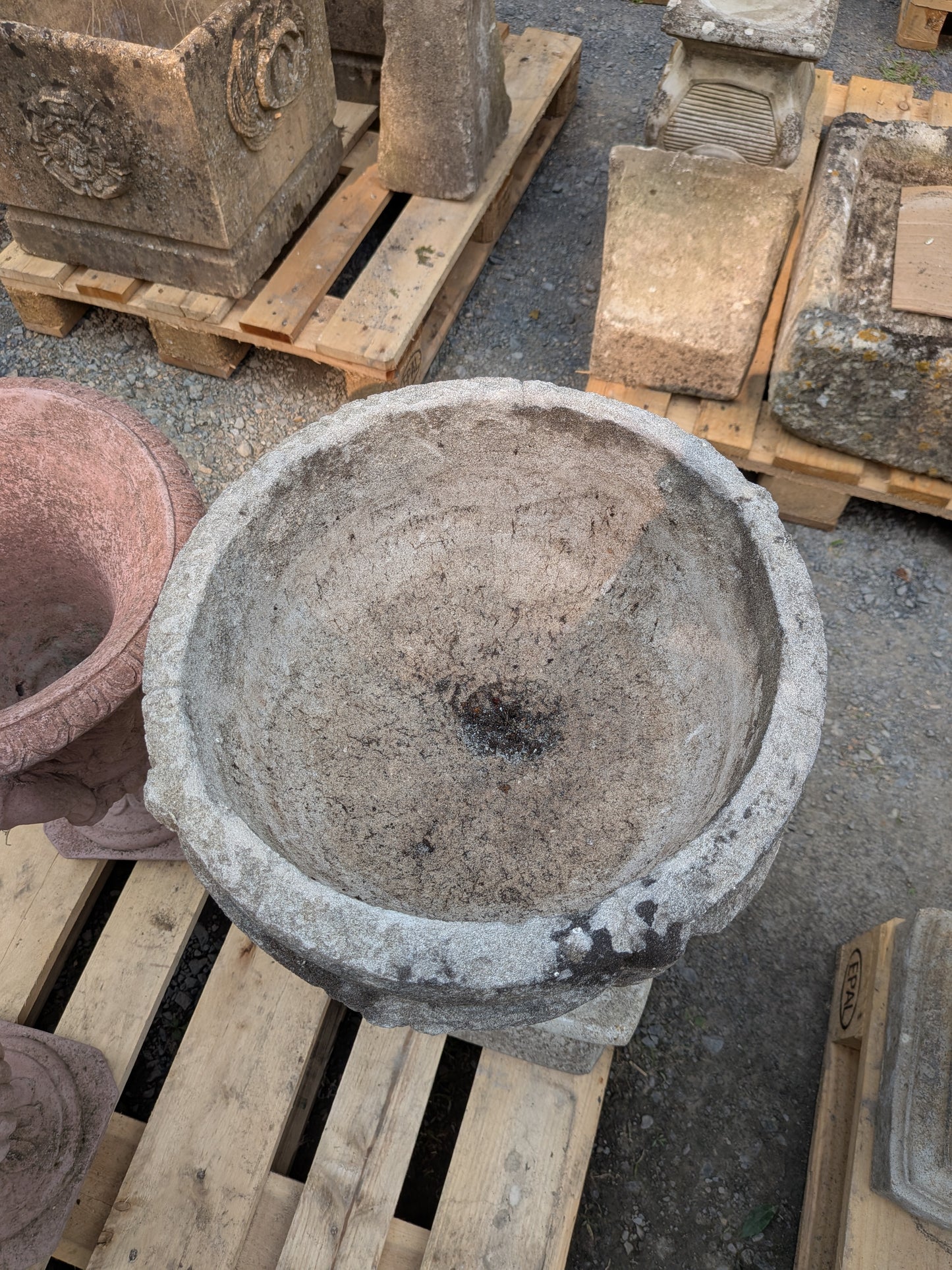Pair of British Cast Stone Planters / Jardinieres on Plinths