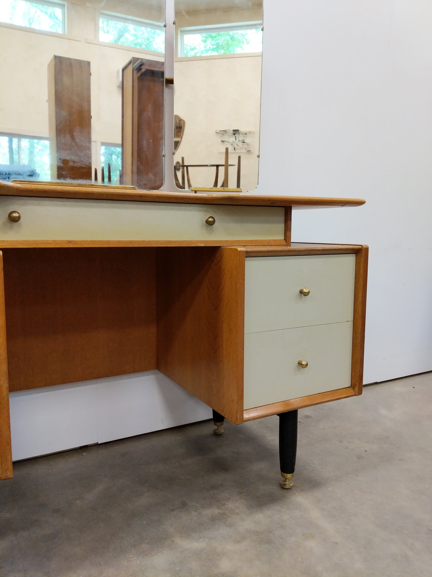Vintage Mid Century Modern Oak Vanity / Dressing Table by G Plan