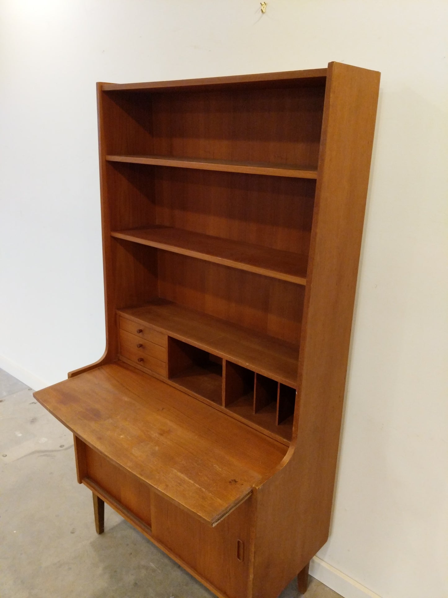 Vintage Danish Modern Teak Dresser / Bookshelf / Secretary Desk