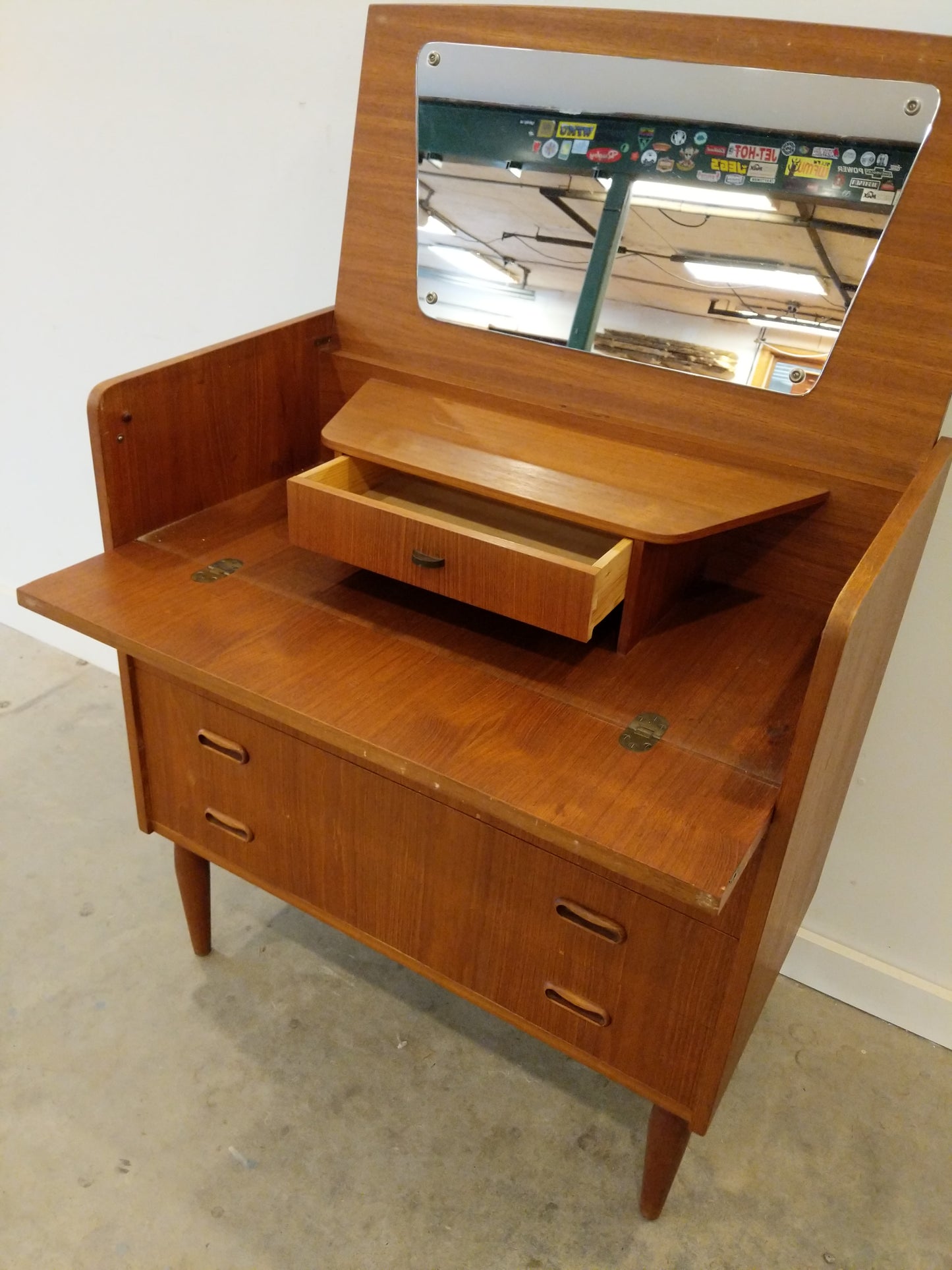 Vintage Danish Modern Teak Vanity Dresser
