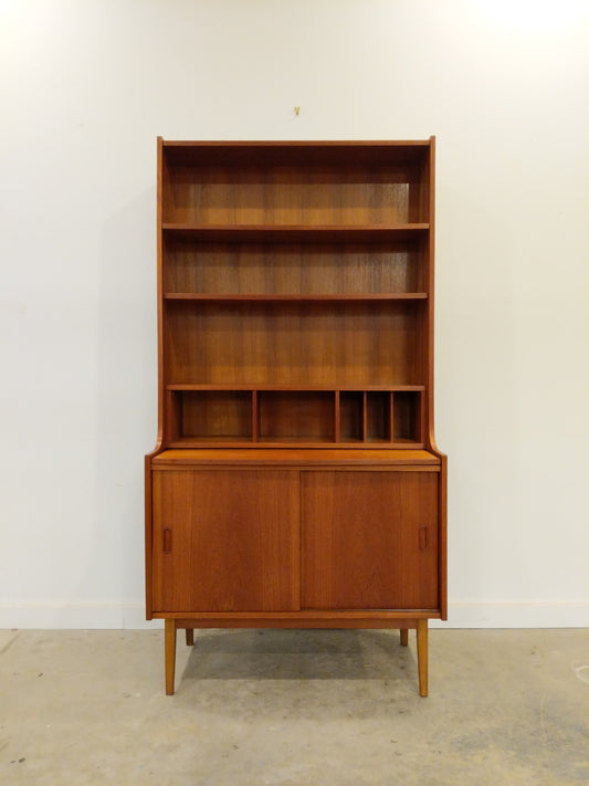 Vintage Danish Modern Teak Bookshelf / Secretary Desk / Cabinet