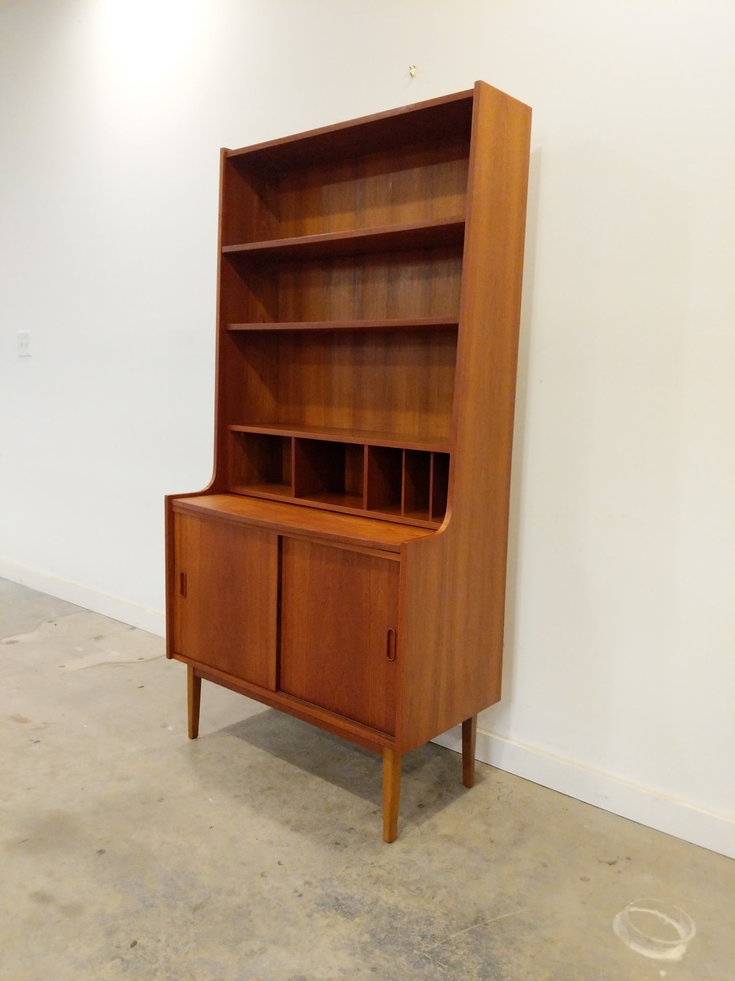 Vintage Danish Modern Teak Bookshelf / Secretary Desk / Cabinet