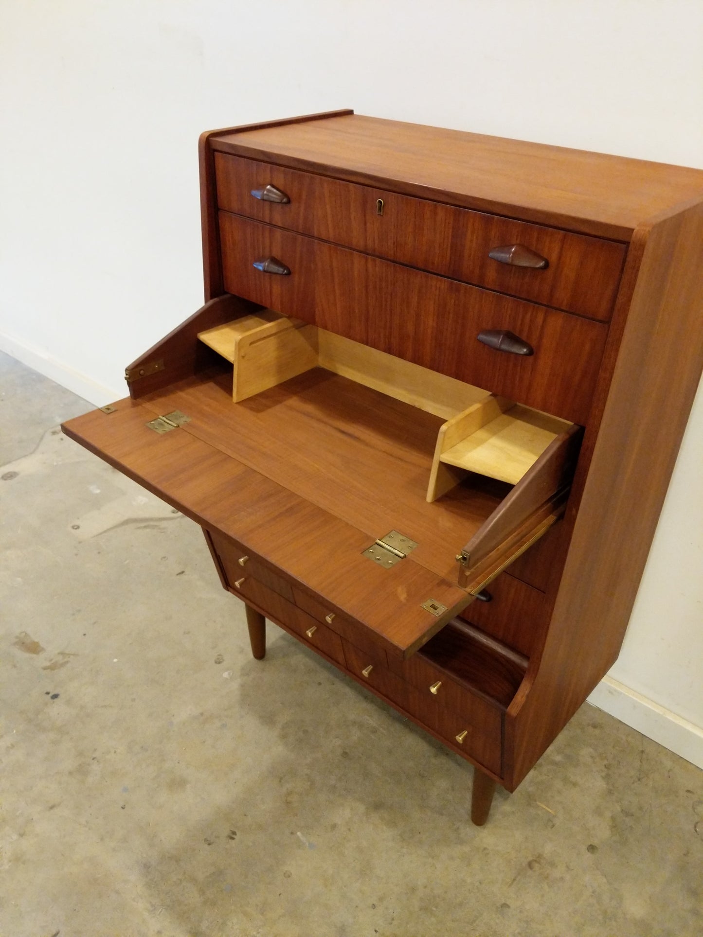 Vintage Danish Modern Teak Dresser / Desk