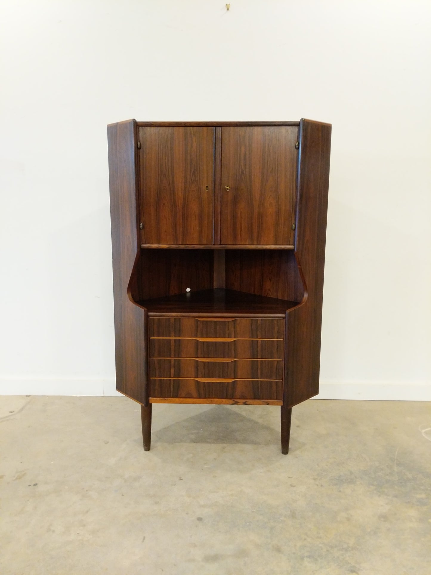 Vintage Danish Modern Rosewood Corner Cabinet