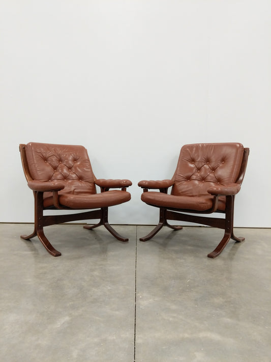 Pair of Vintage Norwegian Modern Jon Hjortdal Lounge Chairs