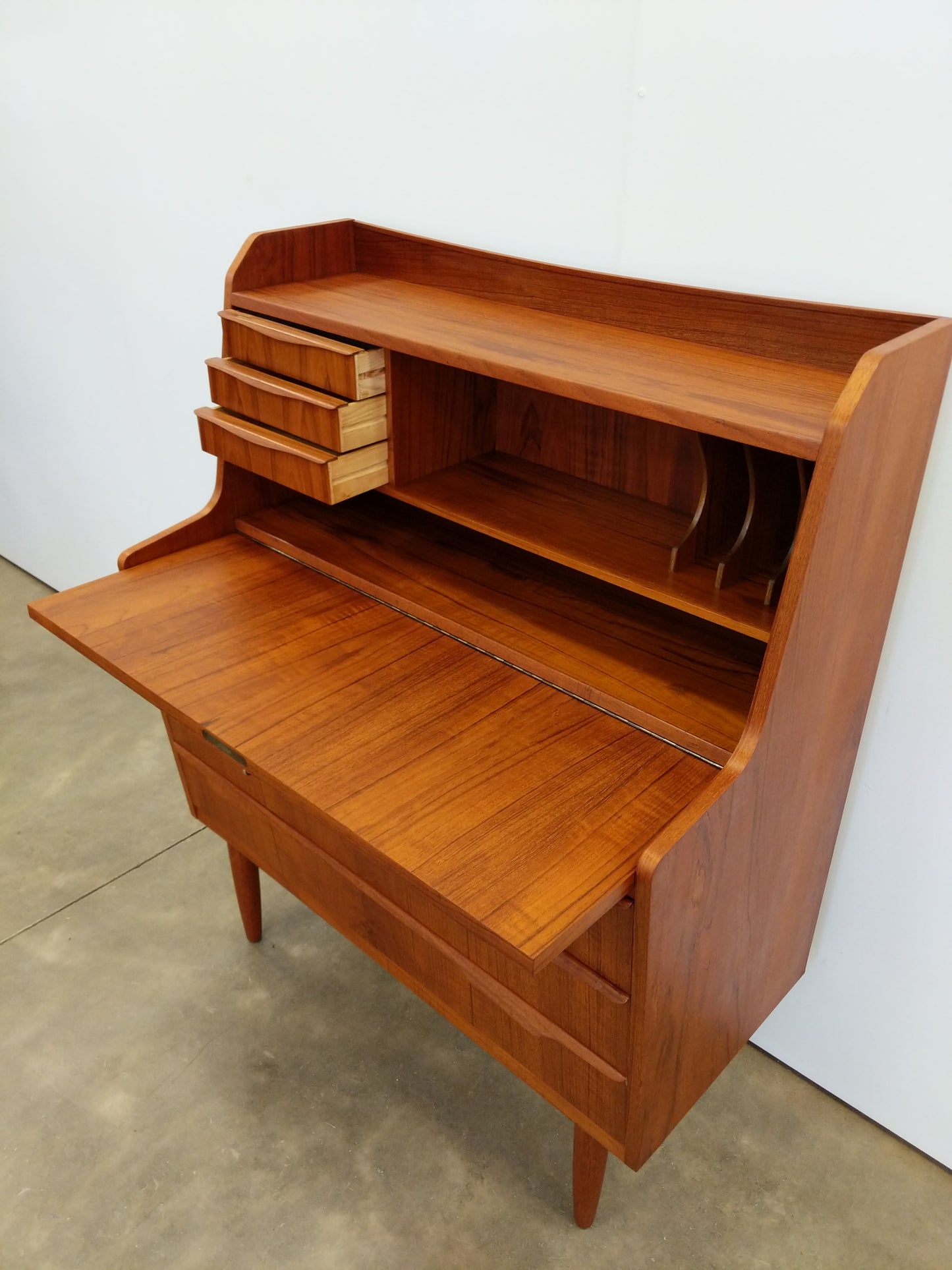 Vintage Danish Modern Teak Secretary Desk