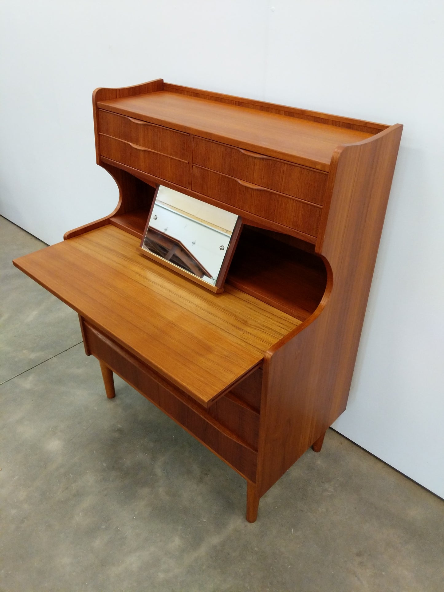 Vintage Danish Modern Teak Secretary Desk / Vanity