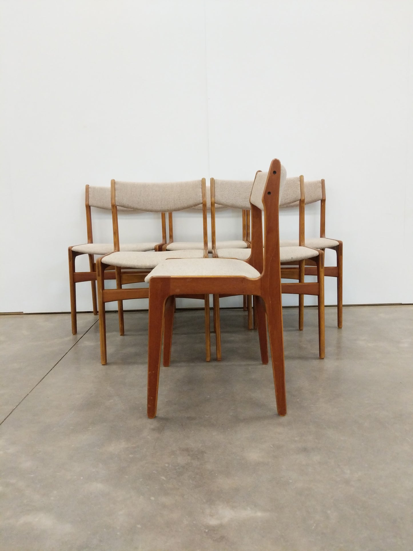 Set of 6 Vintage Danish Modern Dining Chairs by Erik Buch
