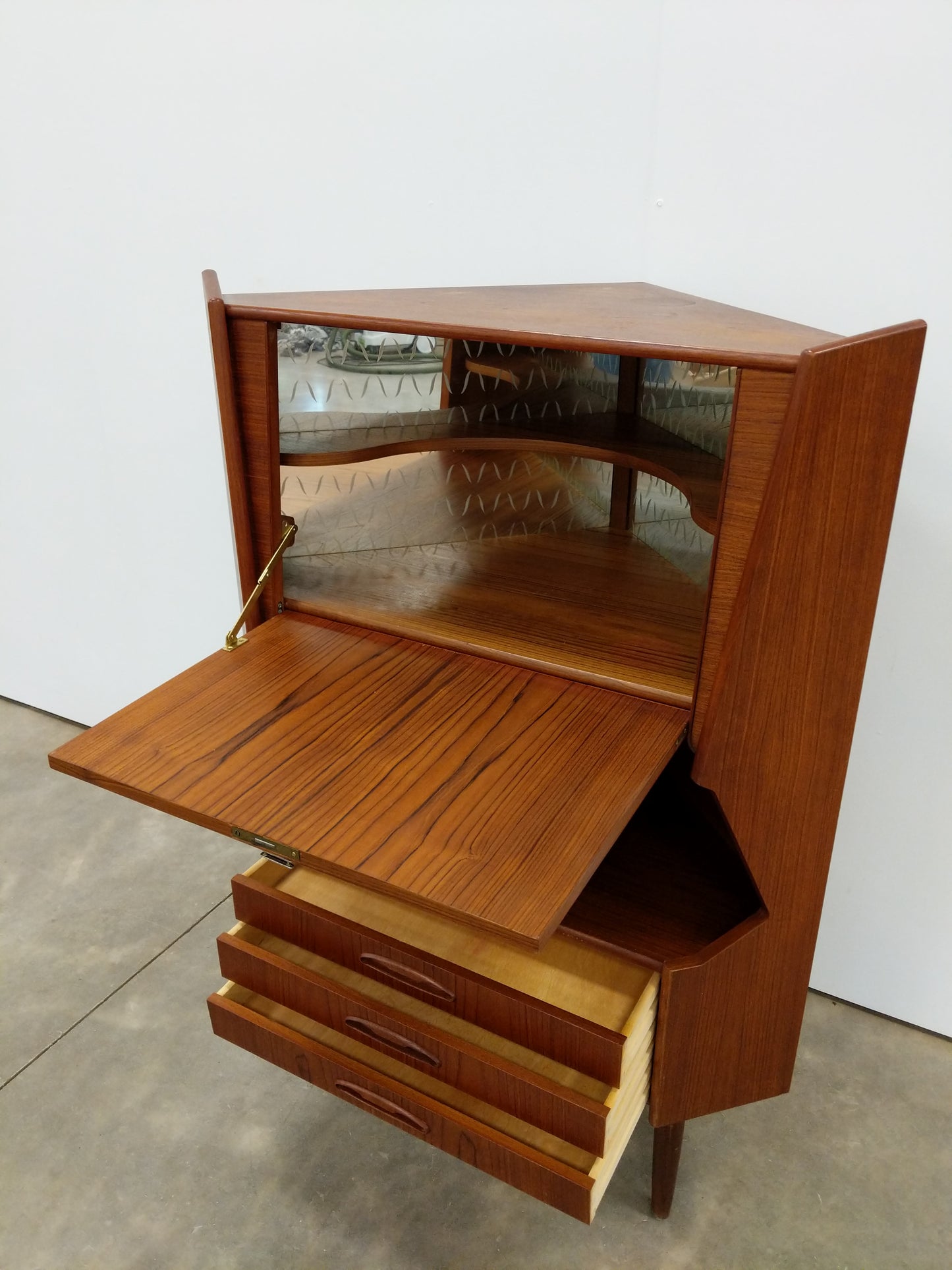 Vintage Danish Modern Teak Corner Cabinet