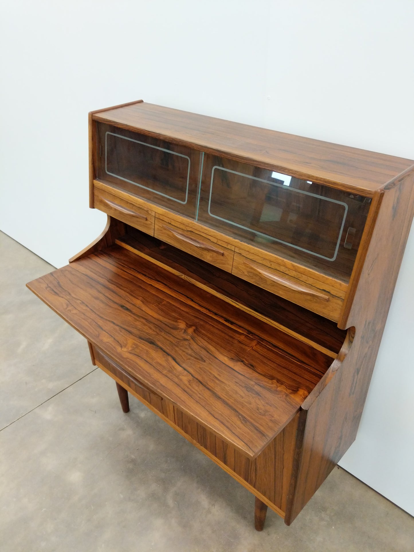 Vintage Danish Modern Rosewood Secretary Desk