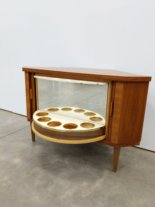 Vintage Danish Modern Teak Corner Bar Cabinet