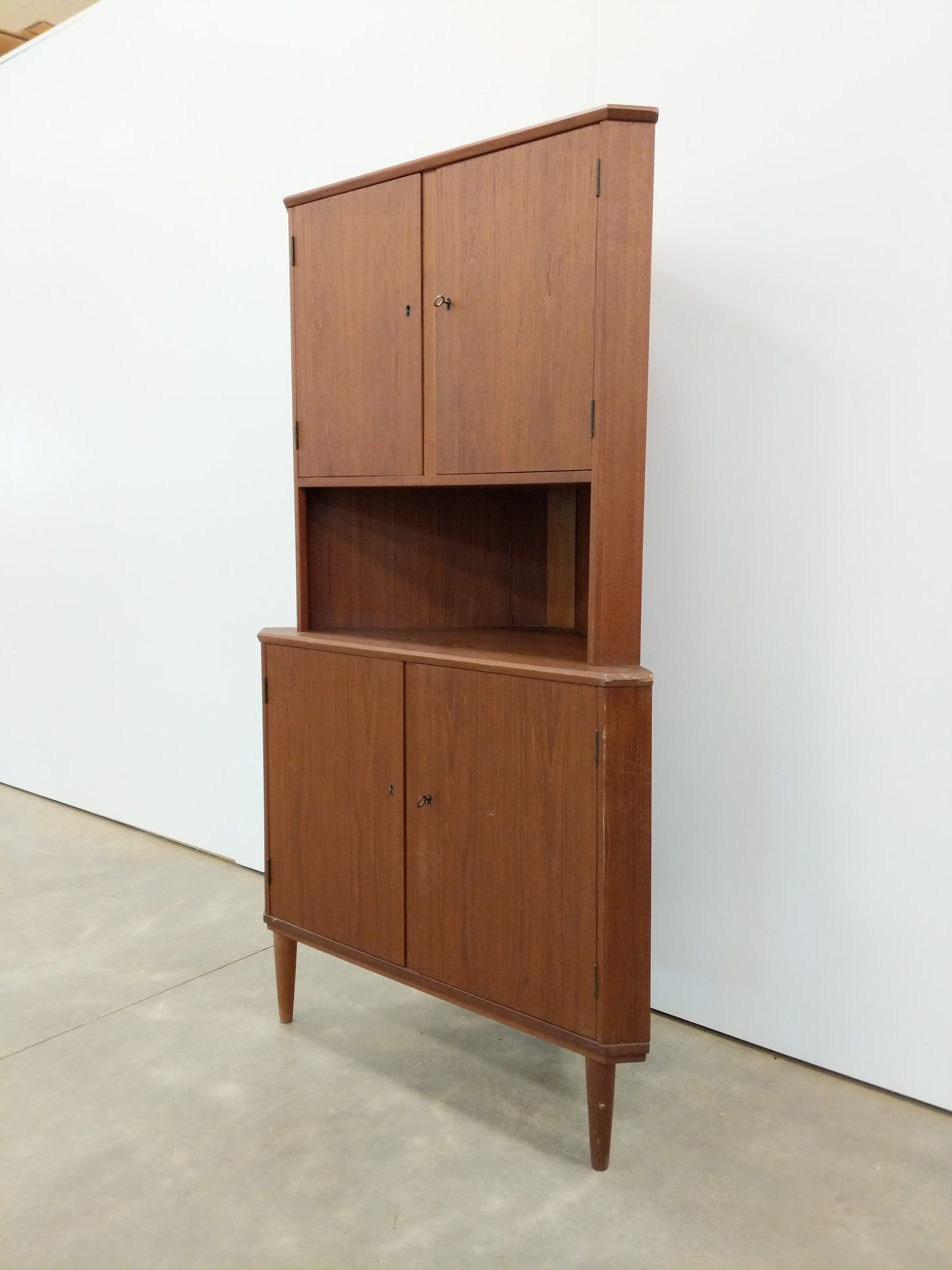 Vintage Danish Modern Teak Corner Cabinet