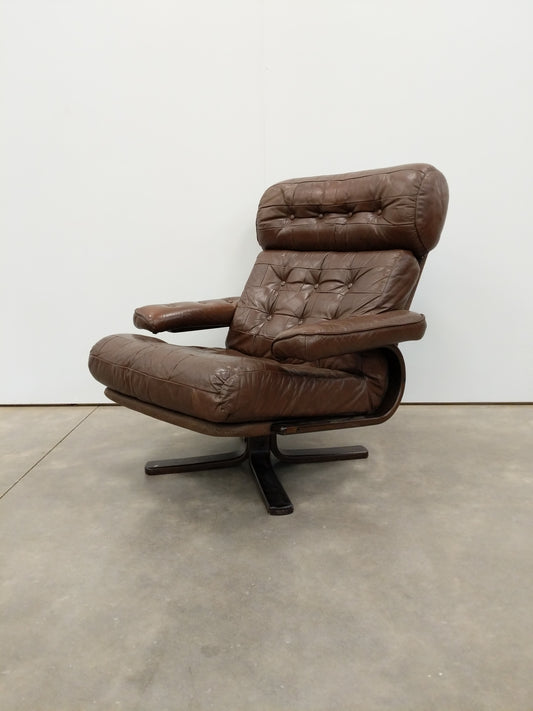 Vintage Danish Modern Leather Lounge Chair