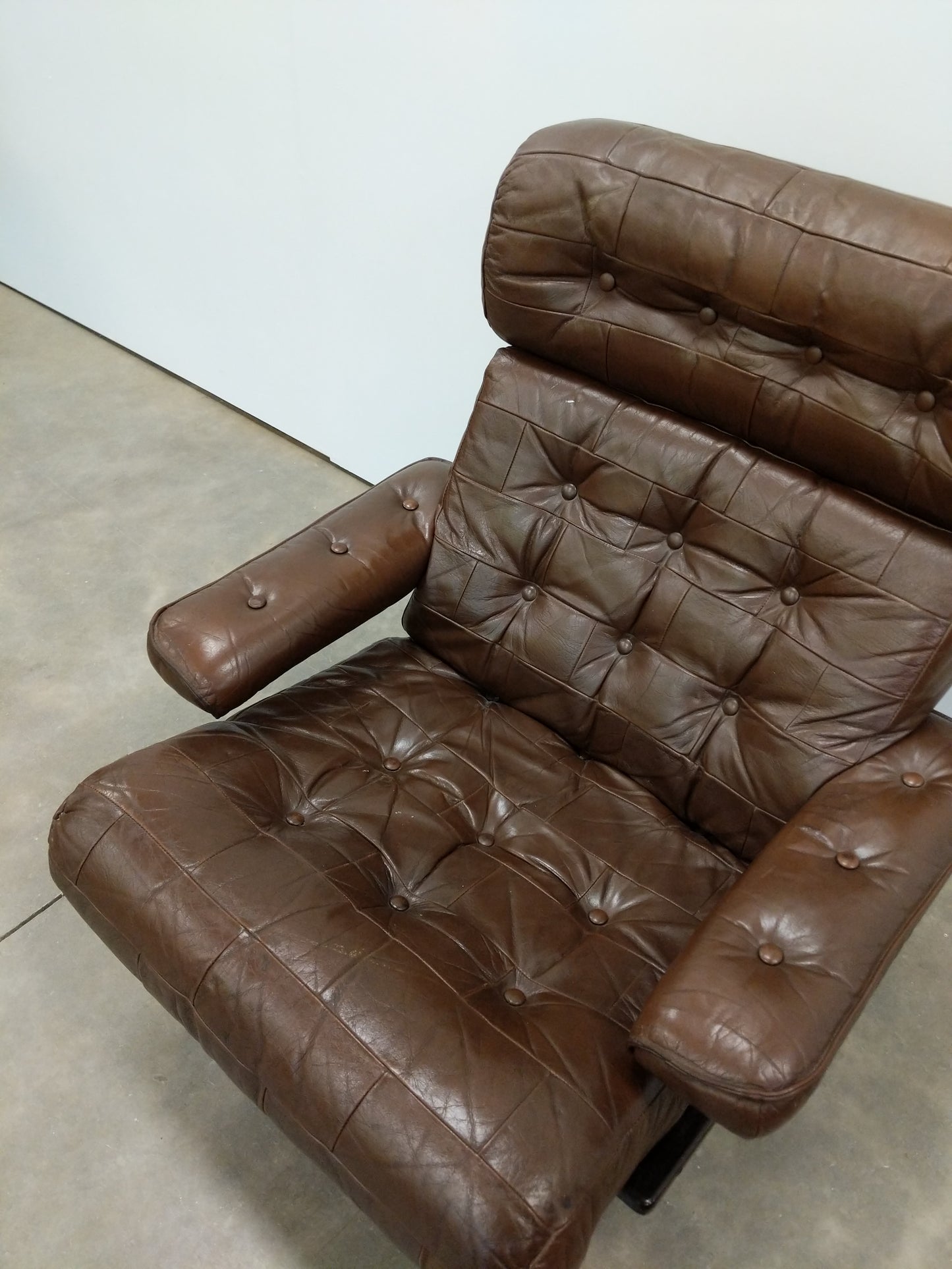 Vintage Danish Modern Leather Lounge Chair