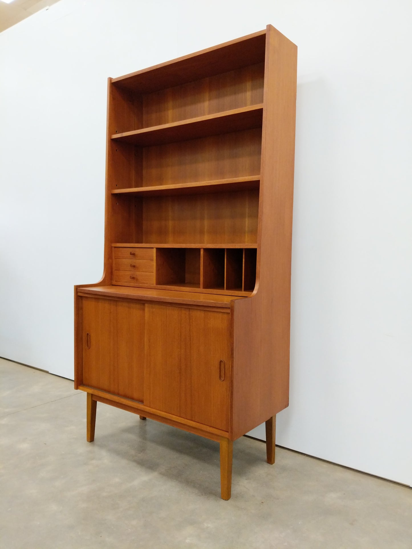 Vintage Danish Modern Teak Secretary Desk / Bookshelf