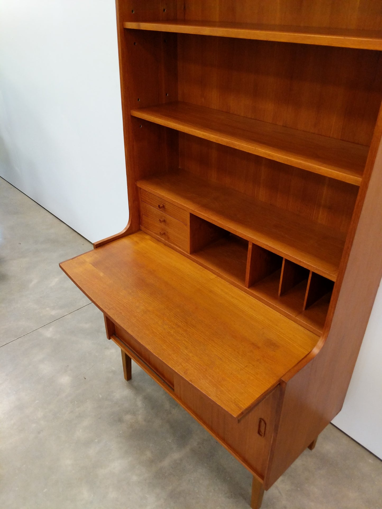 Vintage Danish Modern Teak Secretary Desk / Bookshelf
