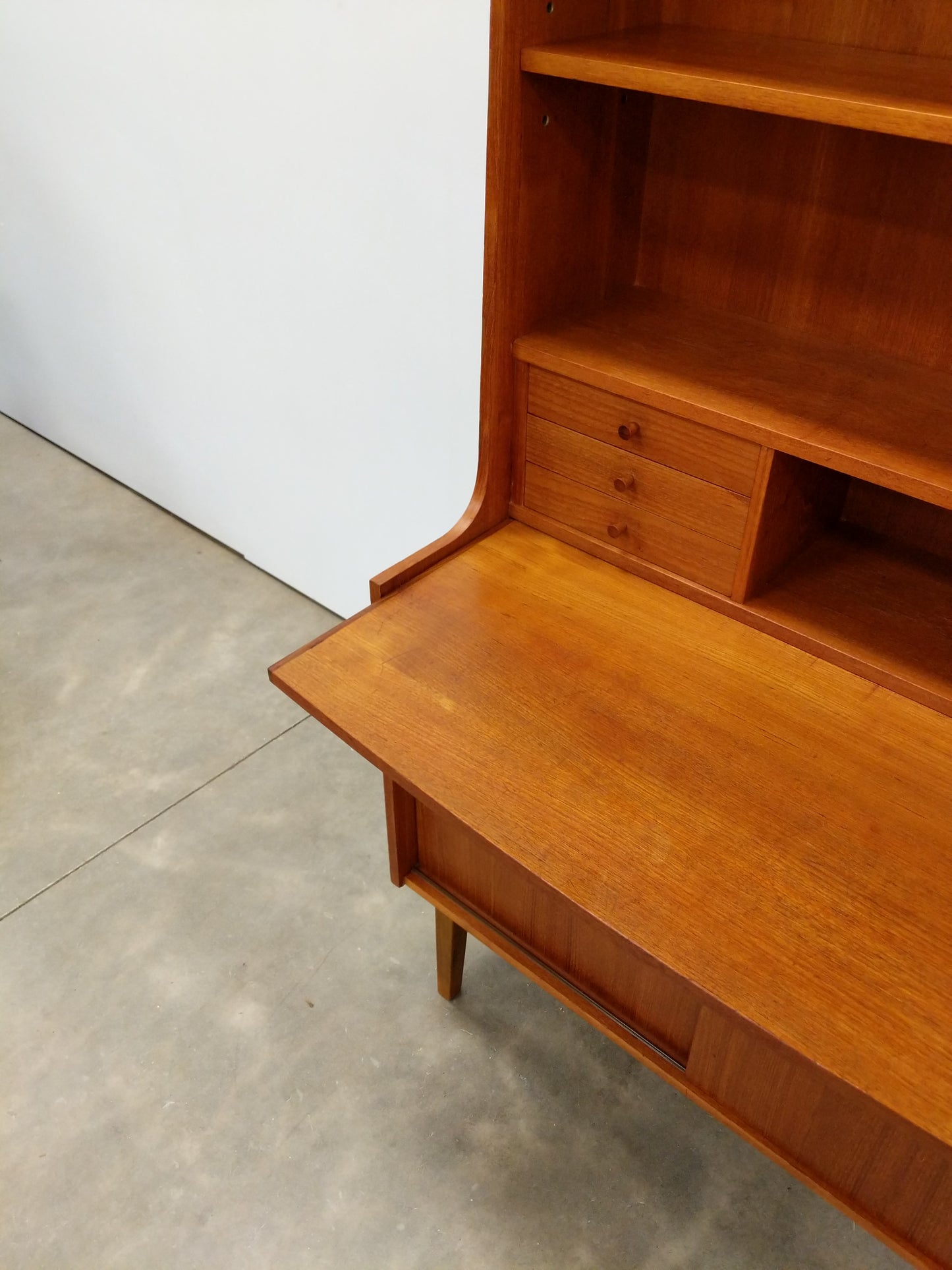 Vintage Danish Modern Teak Secretary Desk / Bookshelf