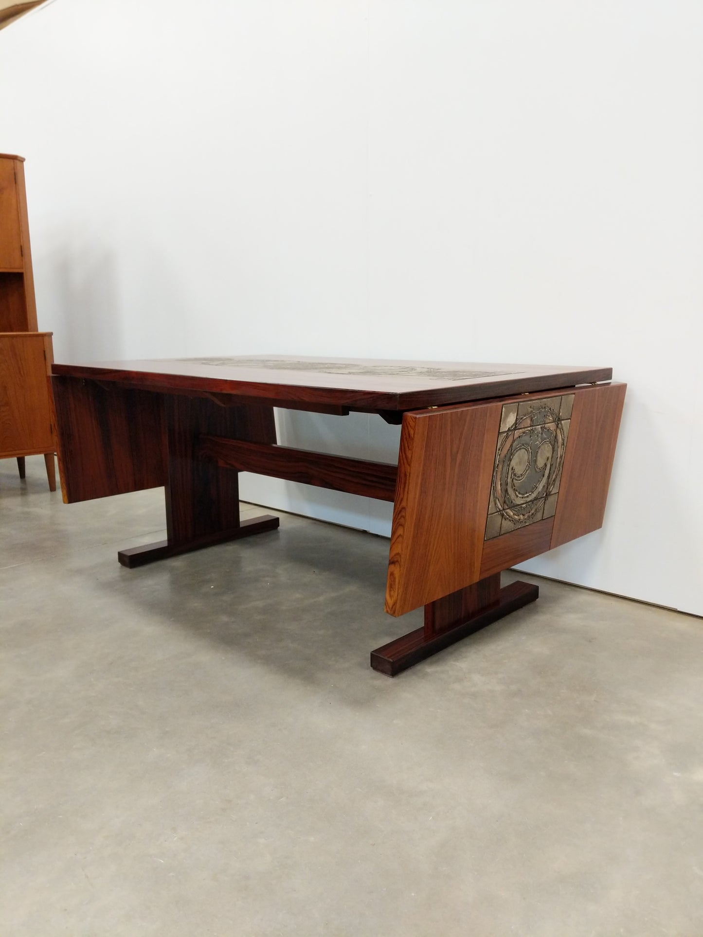 Vintage Danish Modern Rosewood Ox Art Dining Table