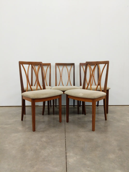 Set of 5 Vintage Mid Century Modern Dining Chairs by G Plan