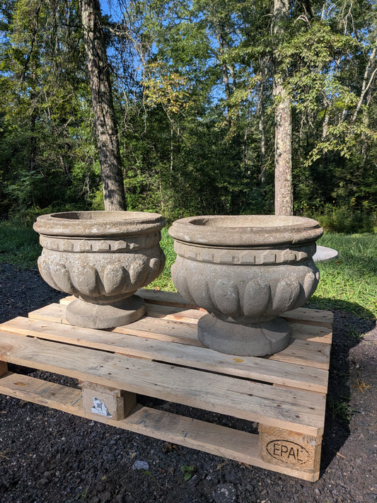 Pair of British Cast Stone Planters / Jardinieres
