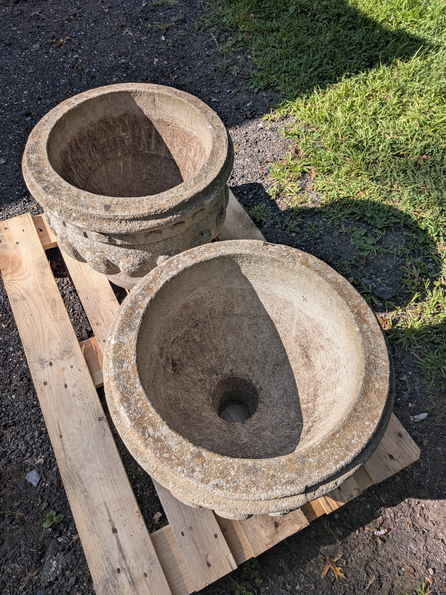 Pair of British Cast Stone Planters / Jardinieres