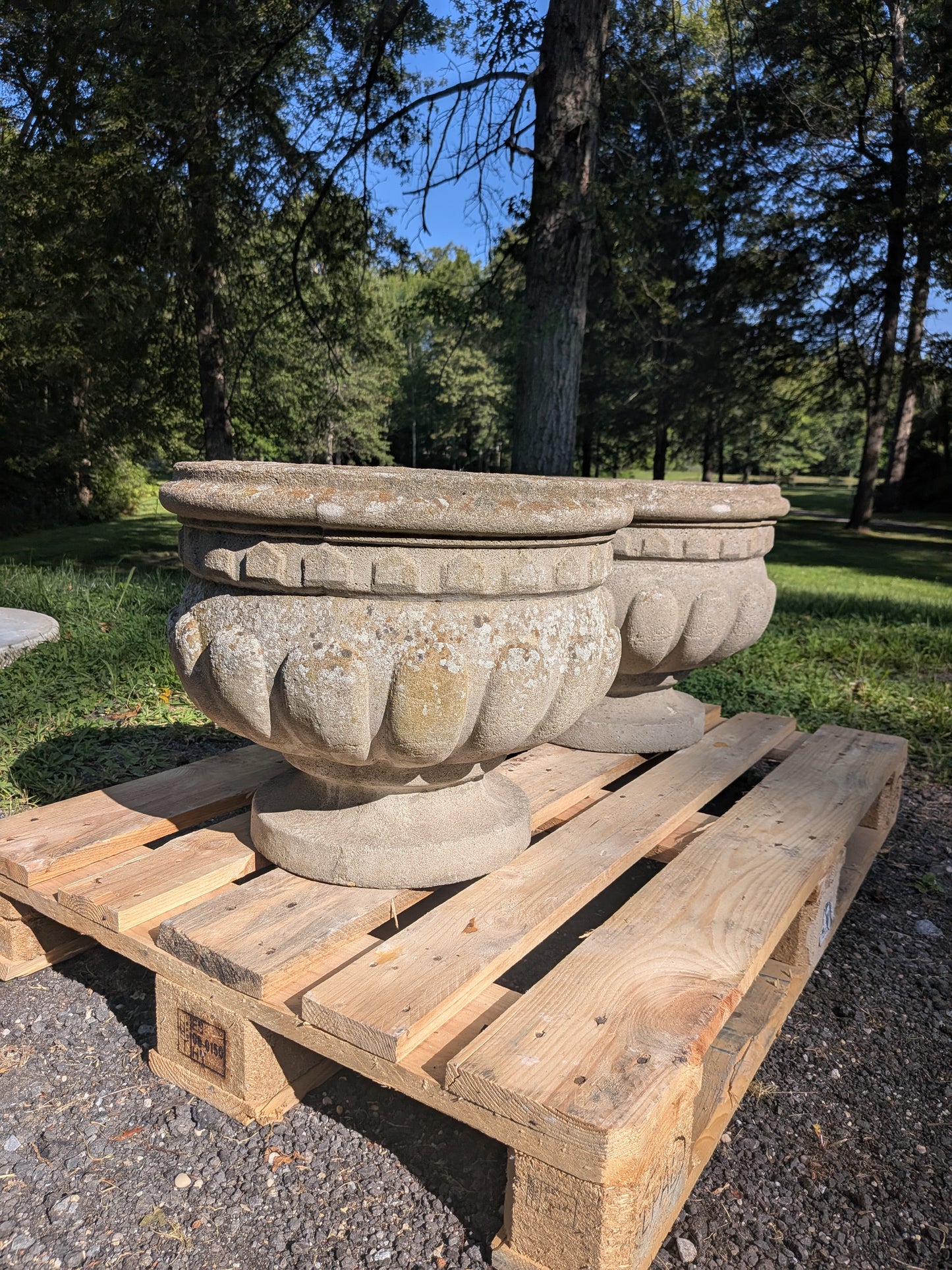 Pair of British Cast Stone Planters / Jardinieres