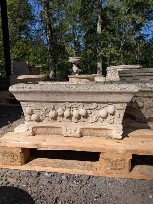 British Cast Stone Trough Planter / Jardiniere