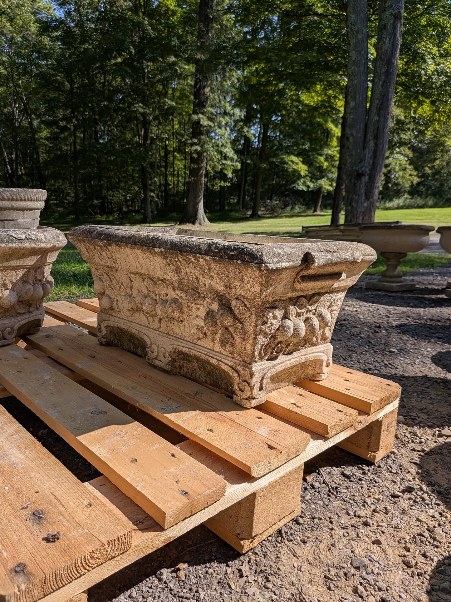 British Cast Stone Trough Planter / Jardiniere