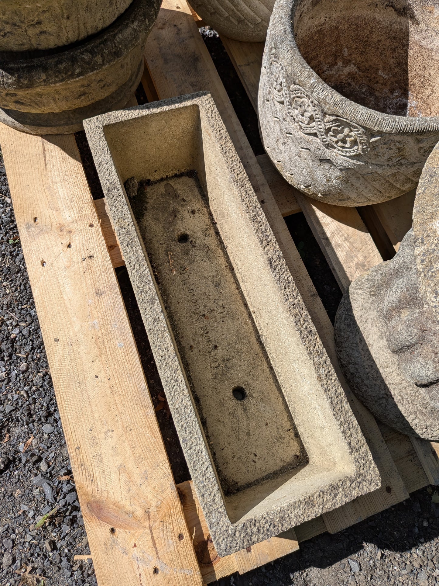 British Cast Stone Trough Planter / Jardiniere