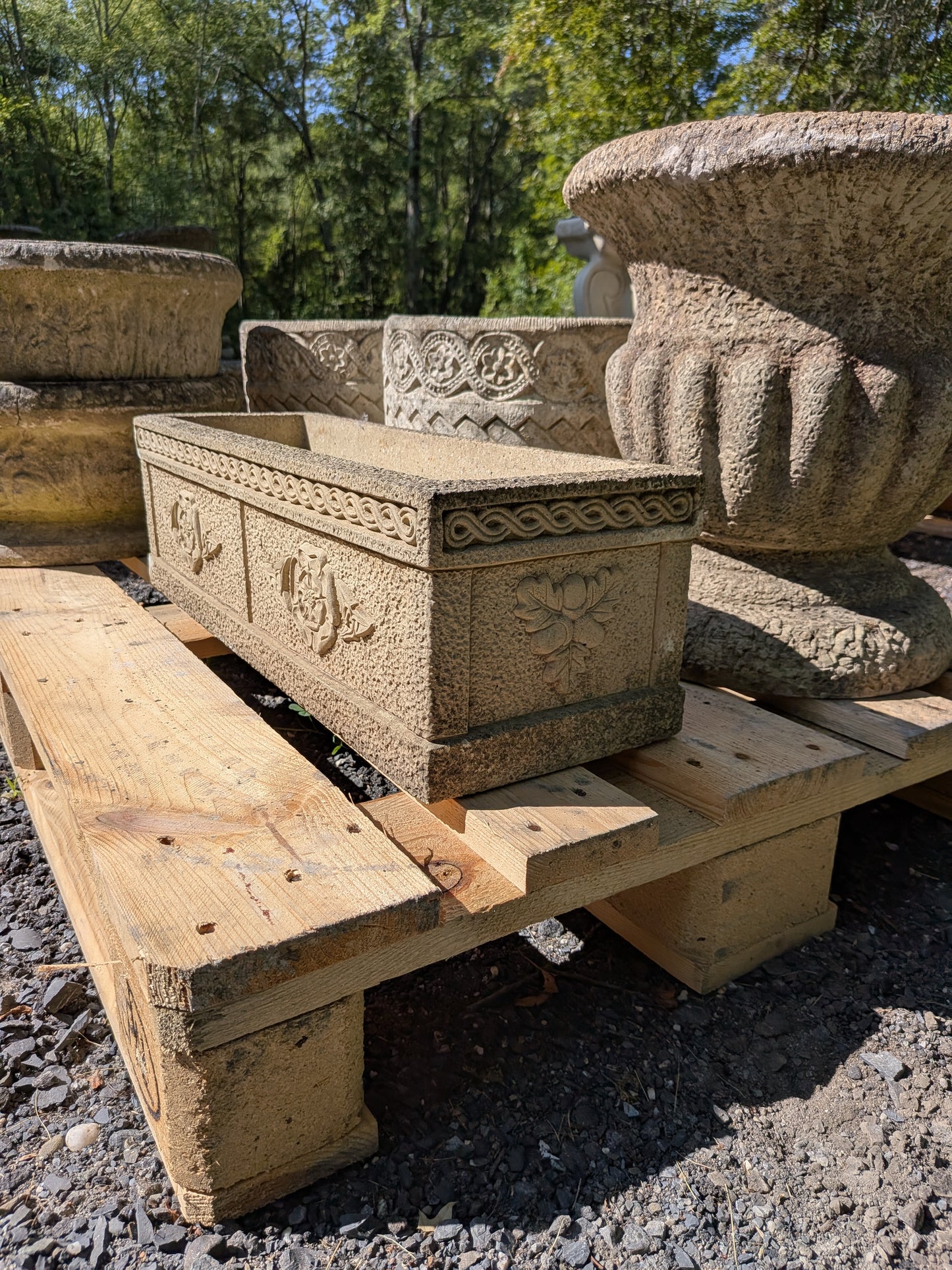 British Cast Stone Trough Planter / Jardiniere