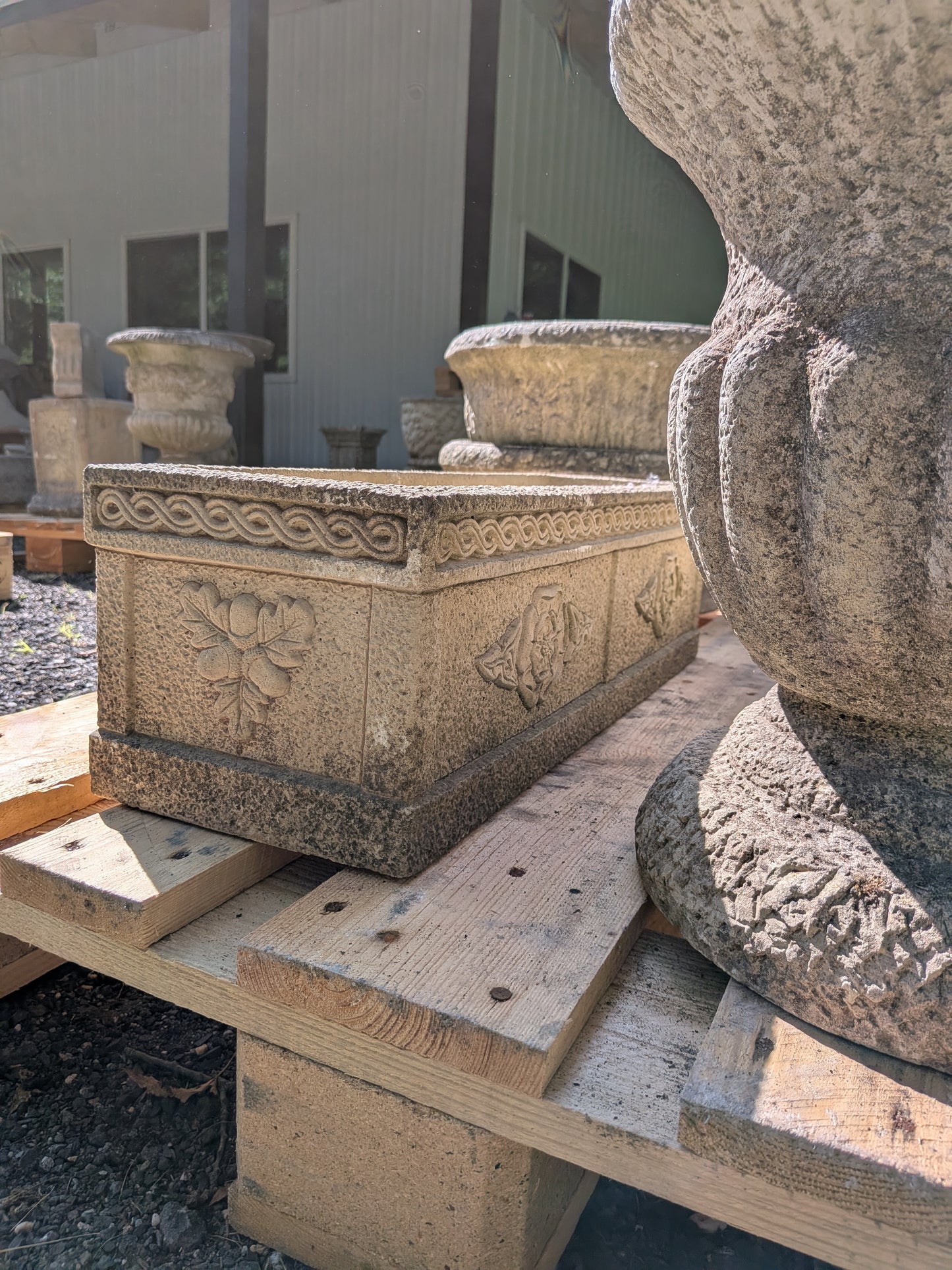 British Cast Stone Trough Planter / Jardiniere