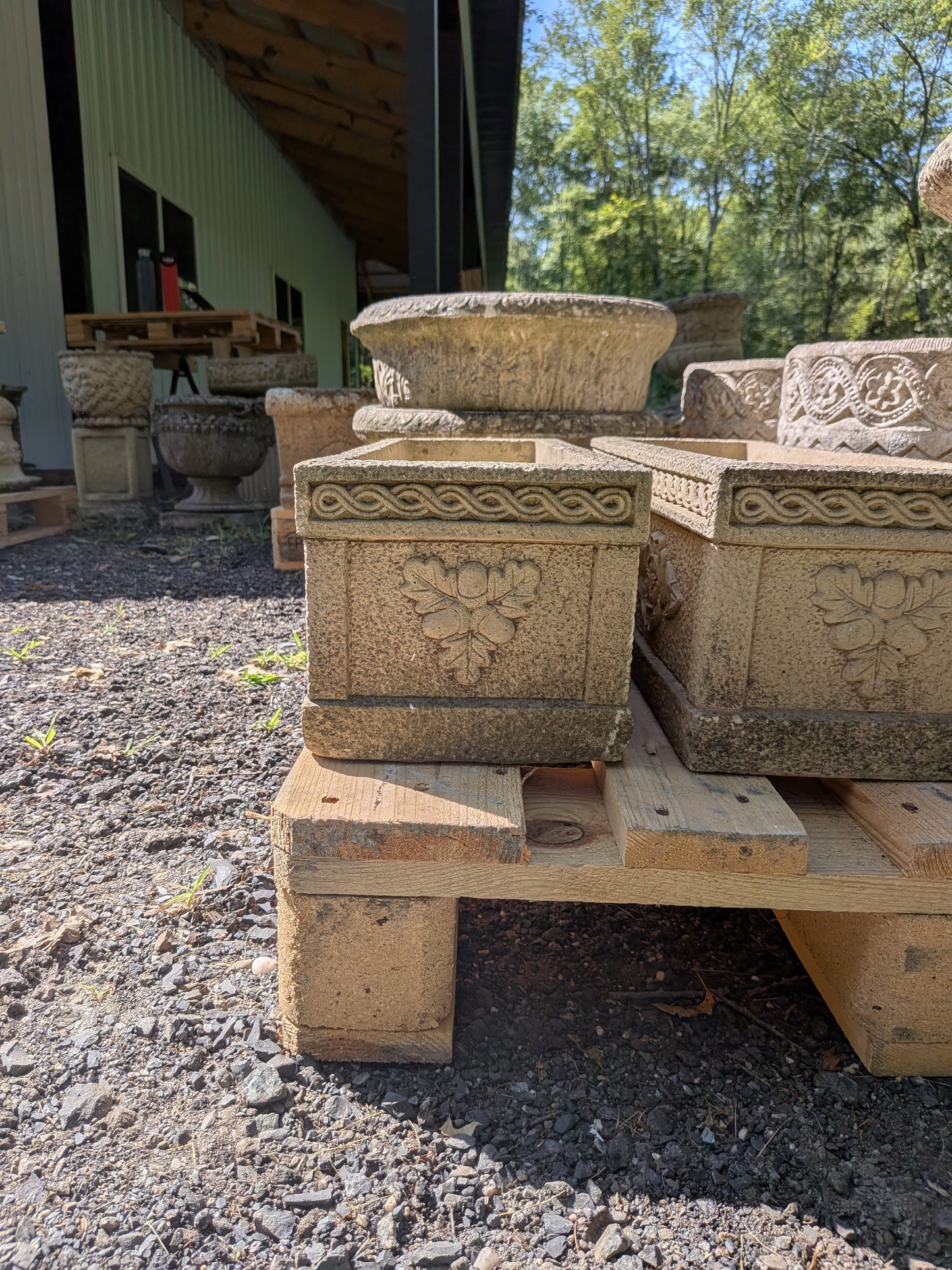 British Cast Stone Trough Planter / Jardiniere
