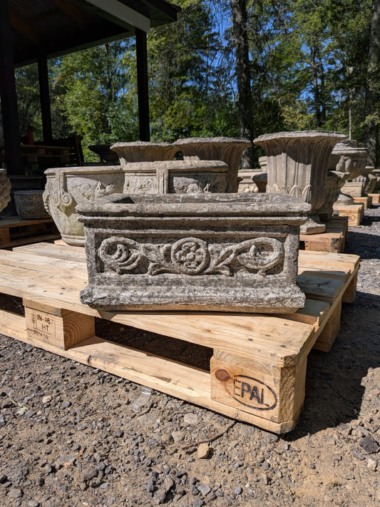 British Cast Stone Trough Planter / Jardiniere
