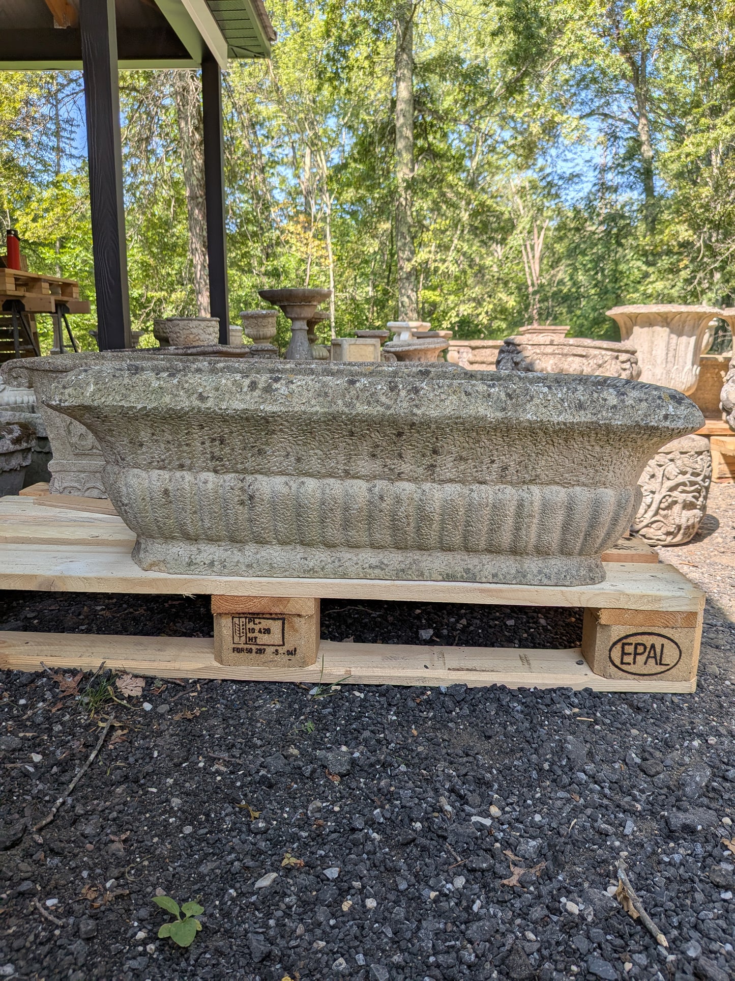 British Cast Stone Trough Planter / Jardiniere