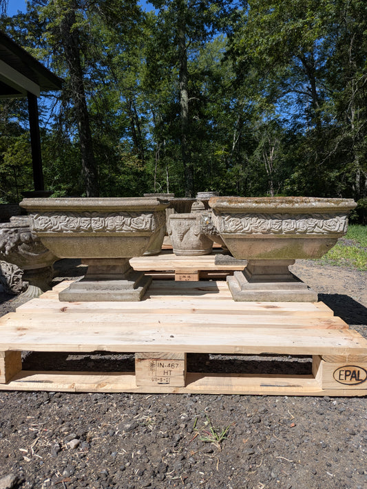 Pair of British Cast Stone Planters / Jardinieres