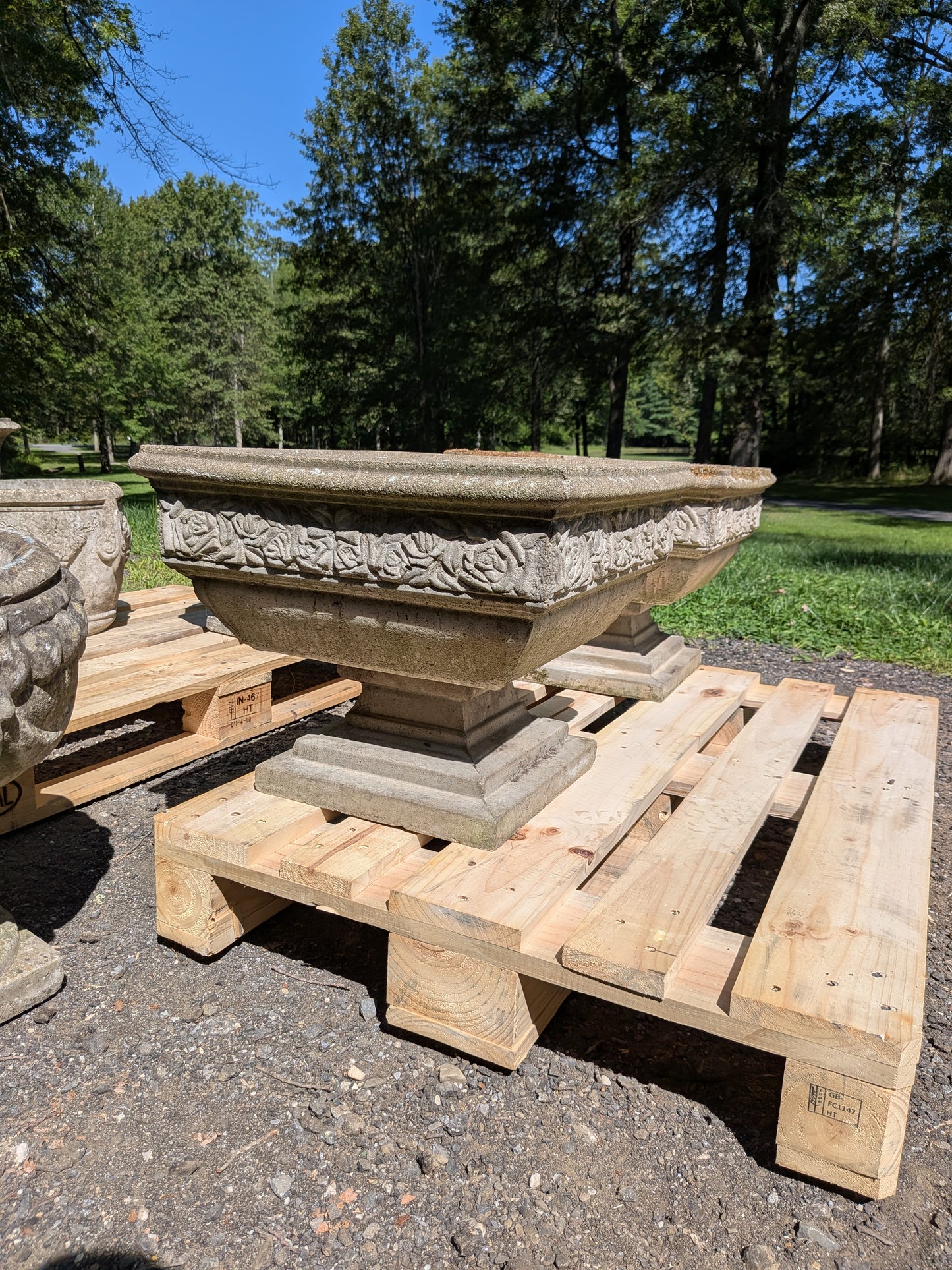 Pair of British Cast Stone Planters / Jardinieres