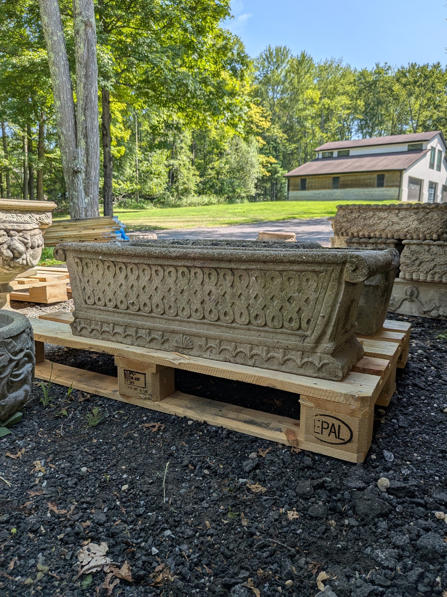 British Cast Stone Trough Planter / Jardiniere