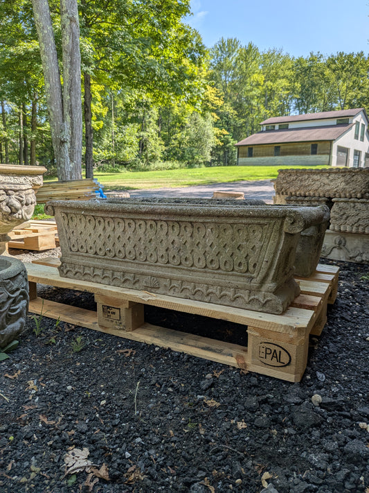 British Cast Stone Trough Planter / Jardiniere