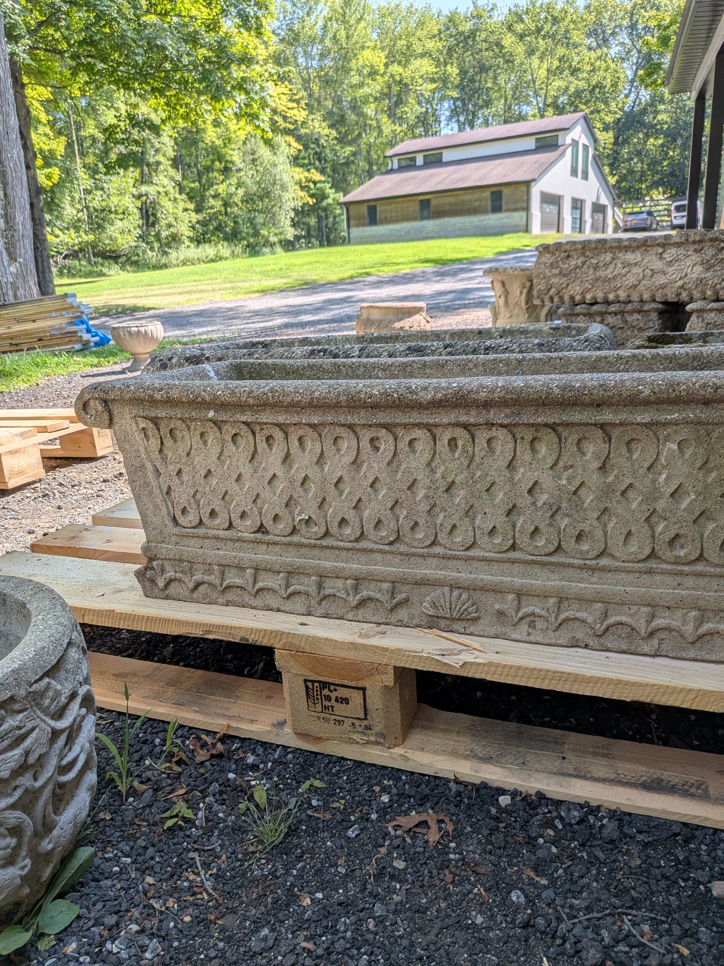 British Cast Stone Trough Planter / Jardiniere
