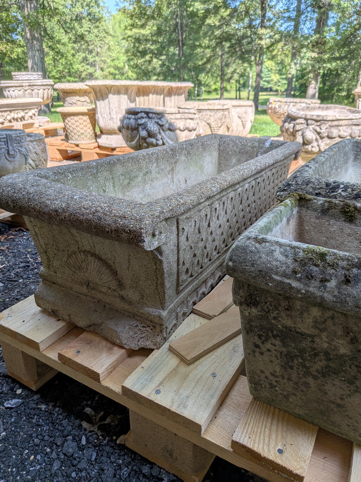 British Cast Stone Trough Planter / Jardiniere