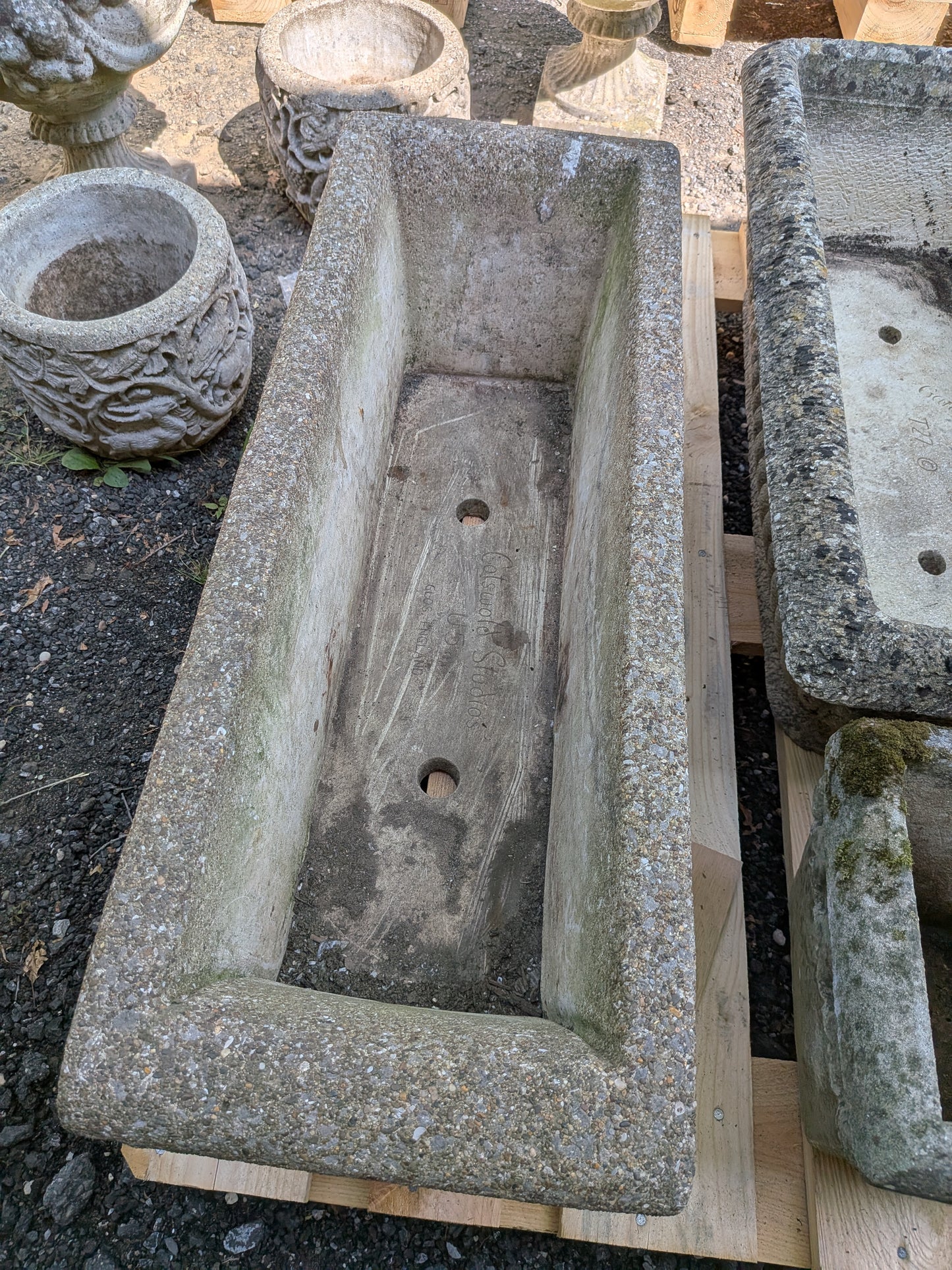 British Cast Stone Trough Planter / Jardiniere