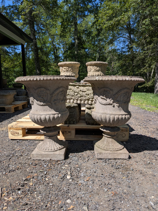 Pair of British Cast Stone Planters / Jardinieres