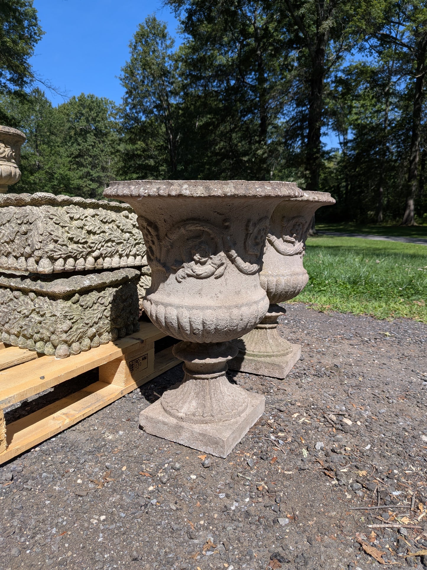 Pair of British Cast Stone Planters / Jardinieres