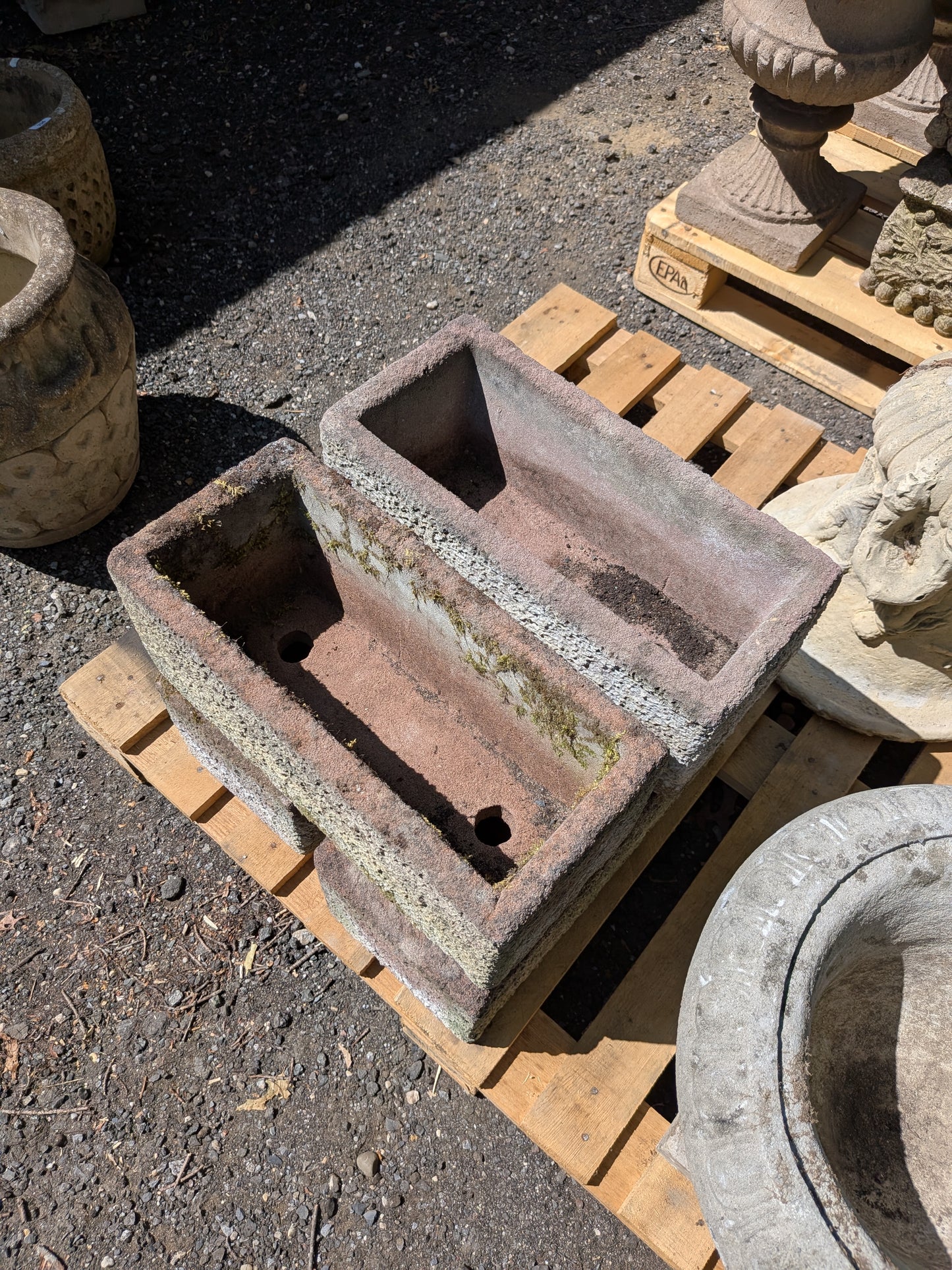 British Cast Stone Trough Planters / Jardinieres