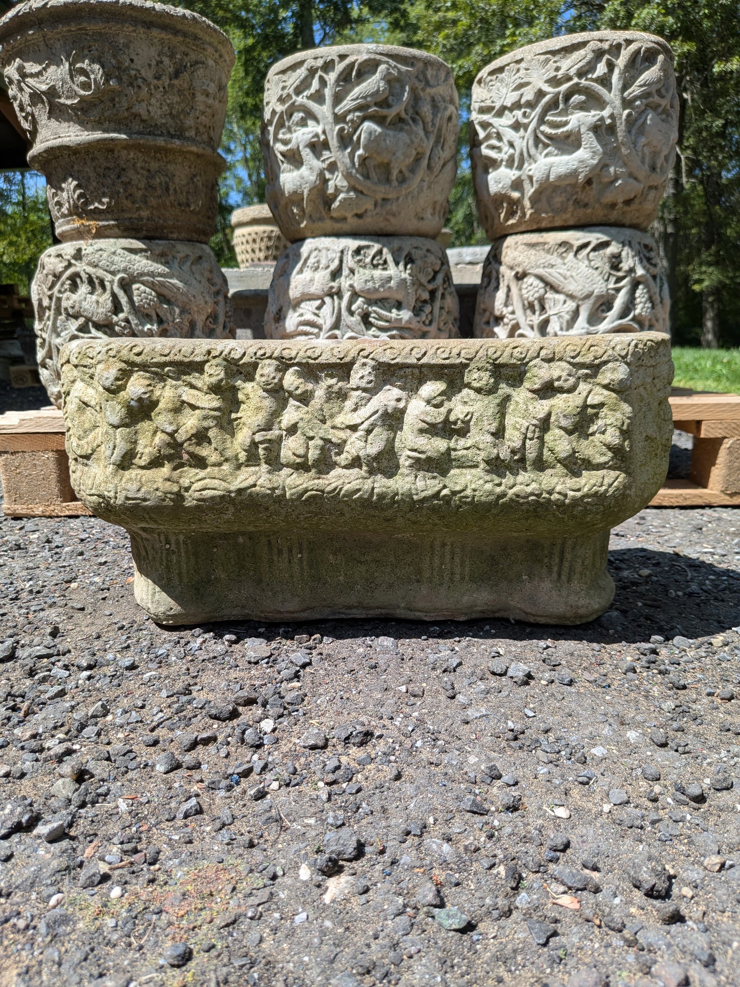 British Cast Stone Trough Planter / Jardiniere