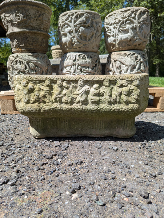British Cast Stone Trough Planter / Jardiniere