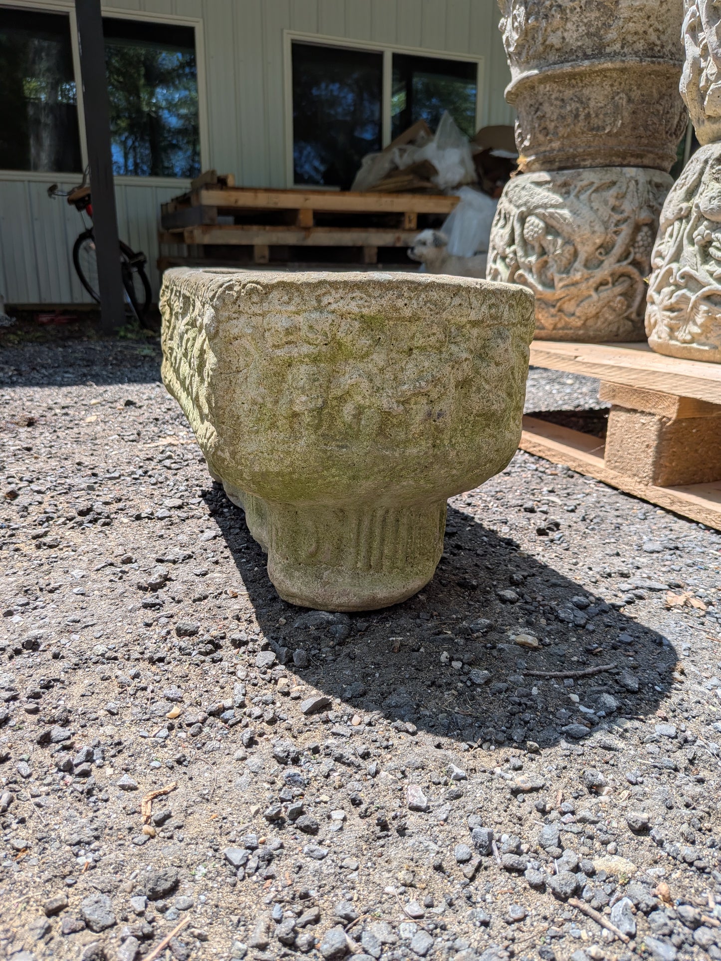 British Cast Stone Trough Planter / Jardiniere